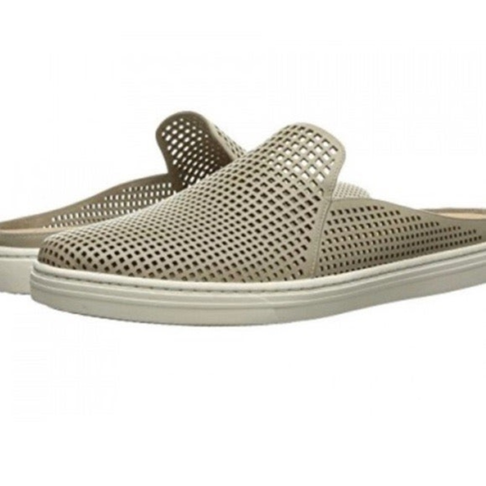 Via Spiga "Rina" Grey Gray Leather Backless Slip On Sneakers Size 9.5